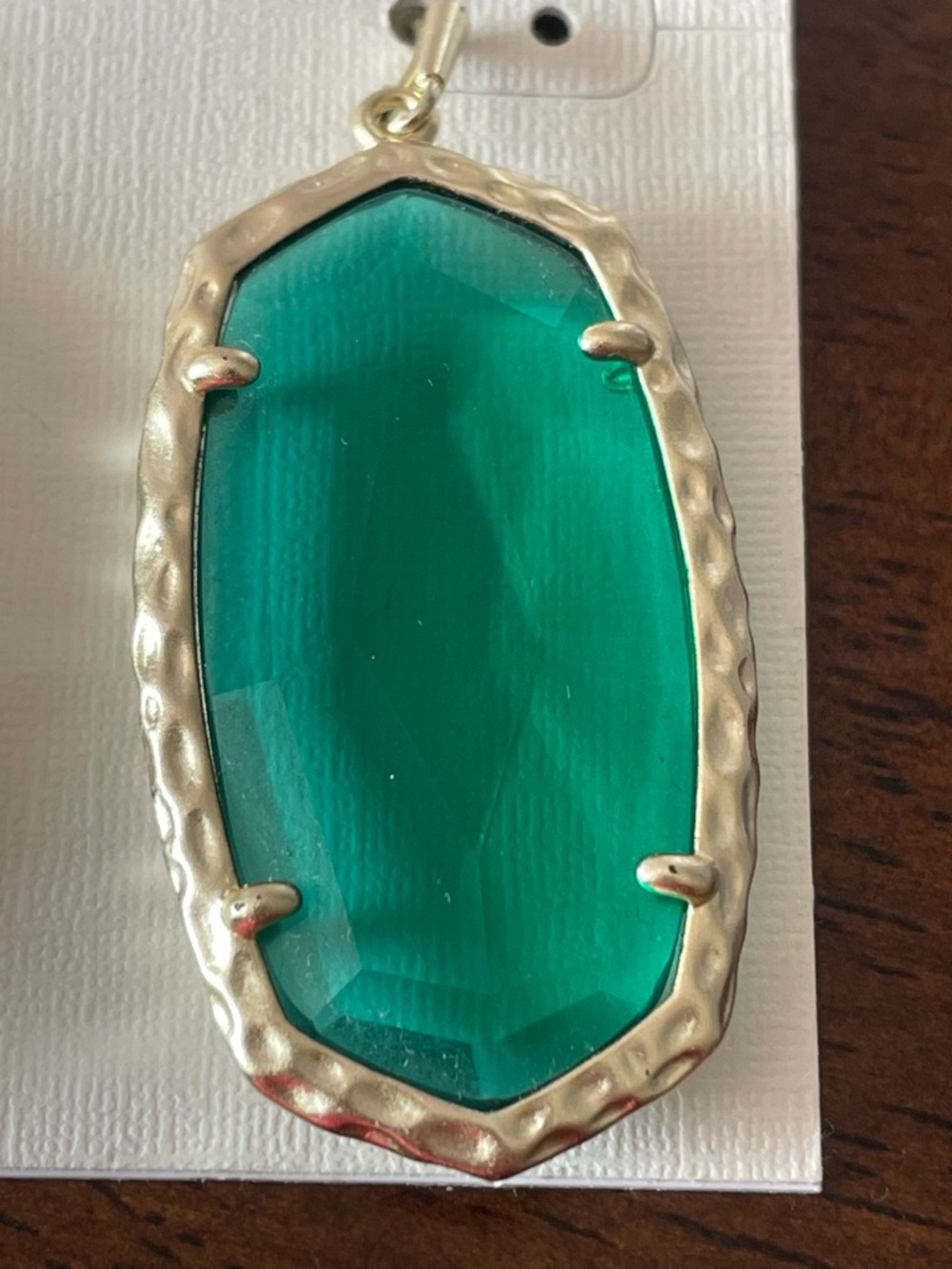 Kendra Scott Faceted Teal Green Drop Earrings - Gold-Tone - Picture 2 of 3